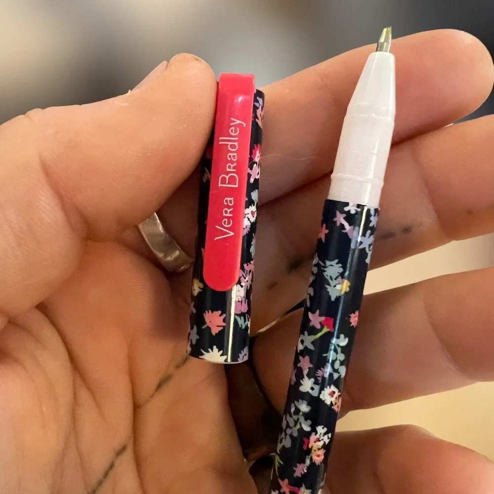 Floral Vera Bradley Womens Gel Pens Black Pink Gold Green‎ Ink Set Of 2 USA EUC